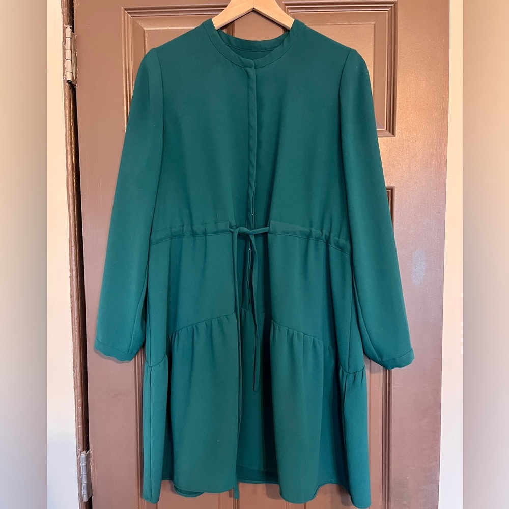 Whistles Teal Long Sleeve Dress